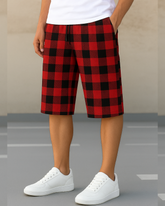 Men’s Red and Black Pattern Shorts – Soft & Comfortable