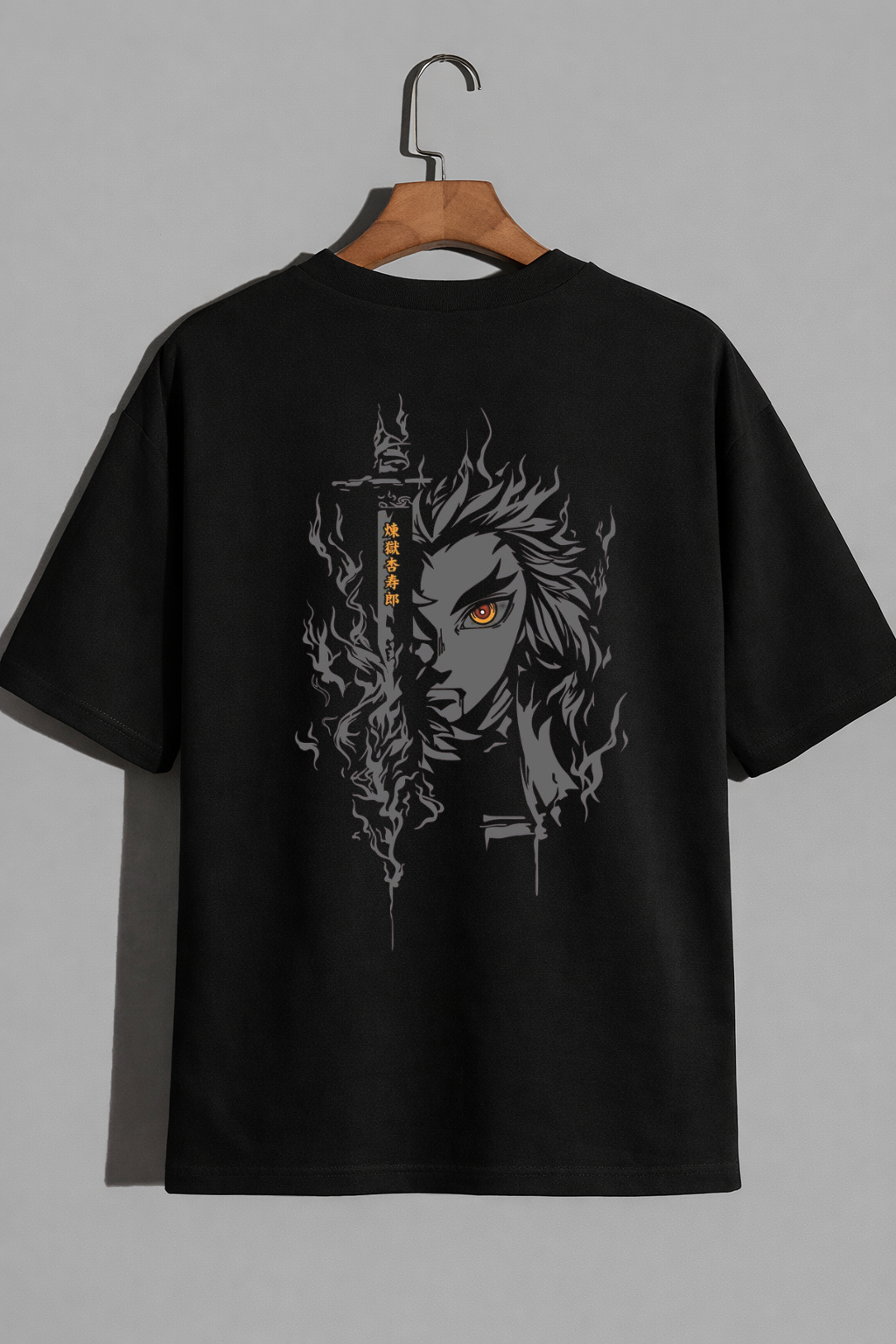 Rengoku Kyojuro Premium Oversized T-Shirt for Men – Cotton Jersey Fabric