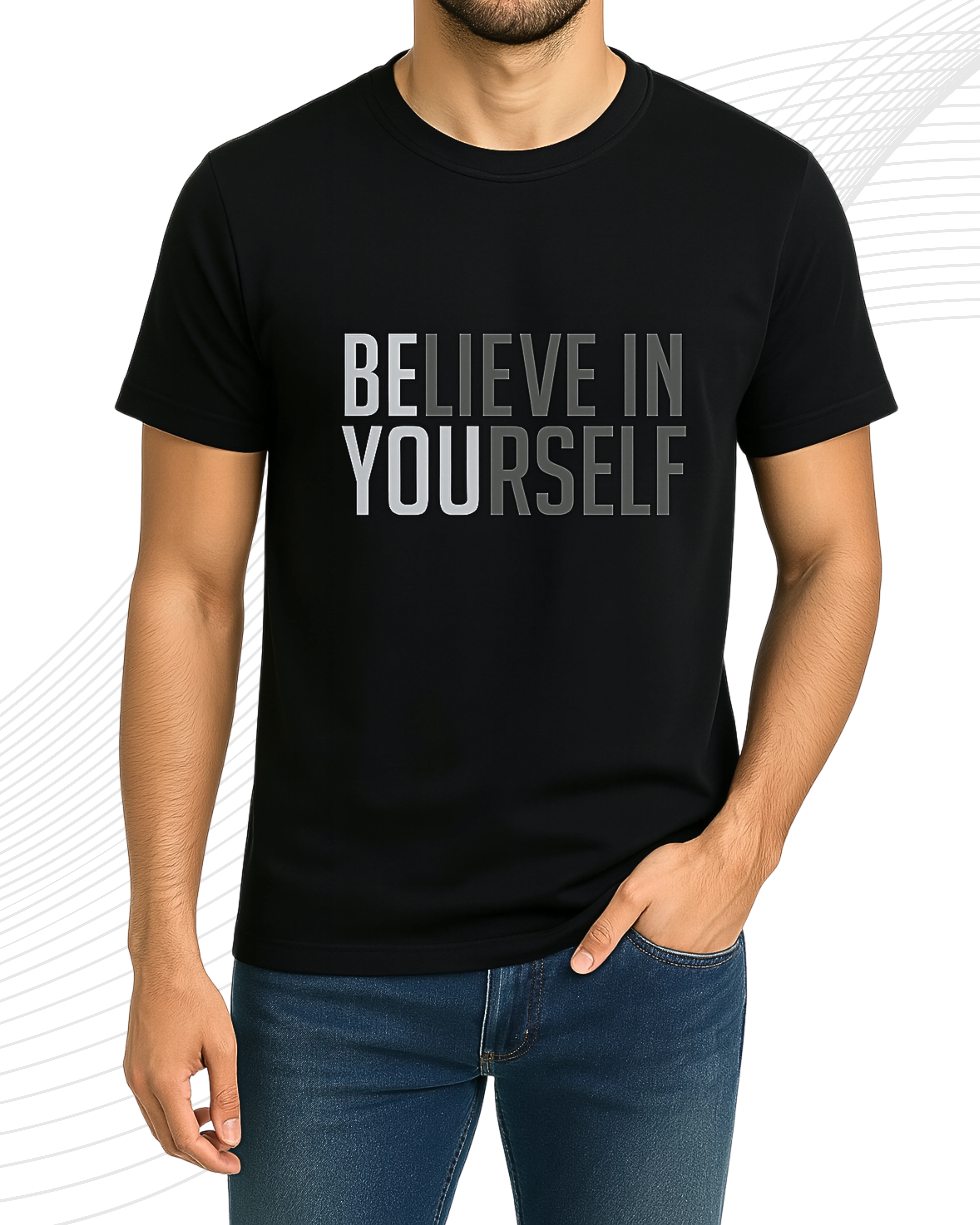 Yourself Printed T-Shirt for Men – Cotton Jersey Fabric