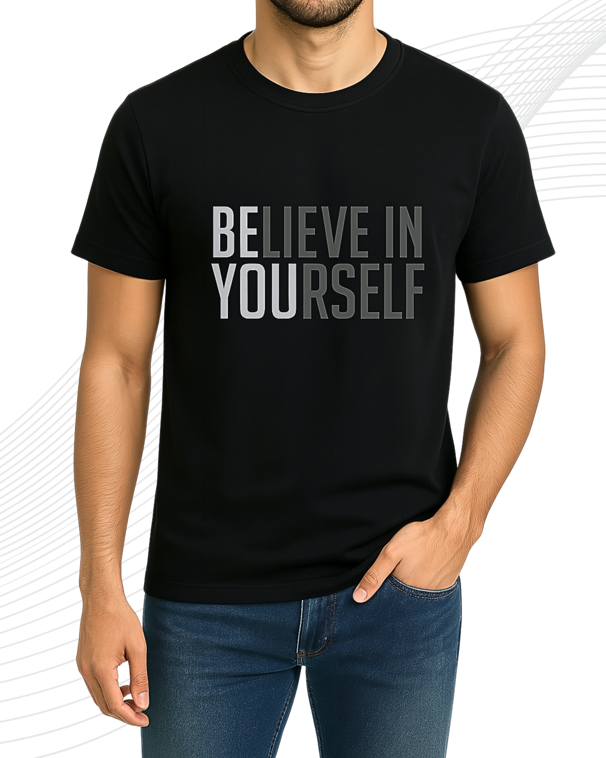 Yourself Printed T-Shirt for Men – Cotton Jersey Fabric