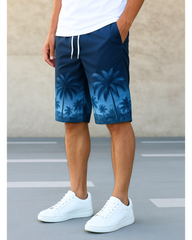 Men’s Blue Beach Digital Printed Shorts – Soft & Comfortable